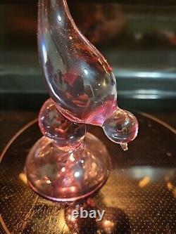 Viking Glass Long Tail Thistle Pink Bird 9 figurine Read Description