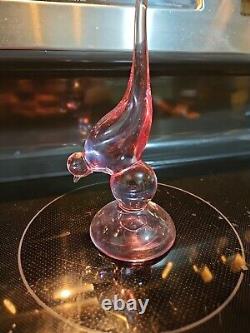 Viking Glass Long Tail Thistle Pink Bird 9 figurine Read Description