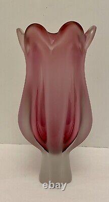 Vintage 12 Czech Chirbska Vase Joseph Hospodka Pink Clear to Opaque Glass