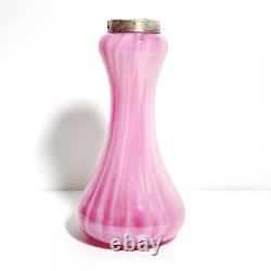 Vintage 1929 Pink Art Glass Vase with Sterling Silver Collar London Hallmarks