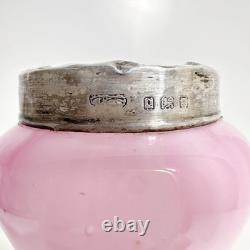 Vintage 1929 Pink Art Glass Vase with Sterling Silver Collar London Hallmarks