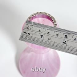 Vintage 1929 Pink Art Glass Vase with Sterling Silver Collar London Hallmarks