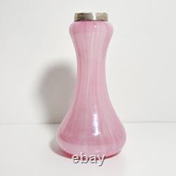 Vintage 1929 Pink Art Glass Vase with Sterling Silver Collar London Hallmarks