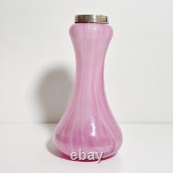 Vintage 1929 Pink Art Glass Vase with Sterling Silver Collar London Hallmarks