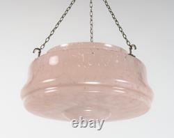 Vintage 1930s Art Deco Pink Spatter Glass Plafonnier / Flycatcher Lamp Shade