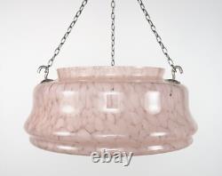 Vintage 1930s Art Deco Pink Spatter Glass Plafonnier / Flycatcher Lamp Shade