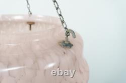 Vintage 1930s Art Deco Pink Spatter Glass Plafonnier / Flycatcher Lamp Shade