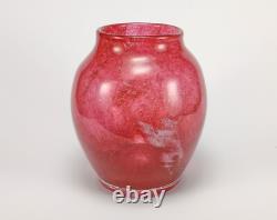 Vintage 1930s Art Deco Stevens & Williams Pink Bubbly Cloudy Glass Vase