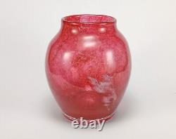 Vintage 1930s British Art Deco Stevens & Williams Pink Bubbly Cloudy Glass Vase