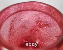 Vintage 1930s British Art Deco Stevens & Williams Pink Bubbly Cloudy Glass Vase