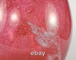 Vintage 1930s British Art Deco Stevens & Williams Pink Bubbly Cloudy Glass Vase
