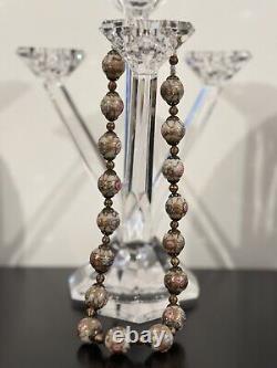 Vintage 1930s Murano Venetian Art Glass Wedding Cake White &Pink Roses Necklace