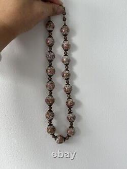 Vintage 1930s Murano Venetian Art Glass Wedding Cake White &Pink Roses Necklace