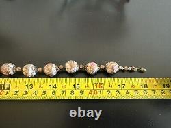 Vintage 1930s Murano Venetian Art Glass Wedding Cake White &Pink Roses Necklace