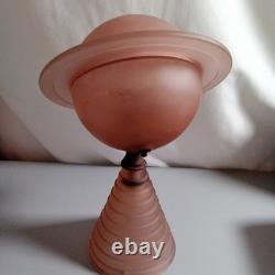 Vintage 1939 New York World's Fair Saturn Lamp Pink Frosted Glass Art Deco