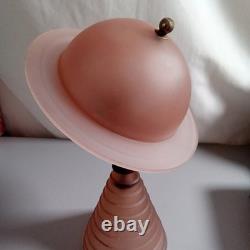 Vintage 1939 New York World's Fair Saturn Lamp Pink Frosted Glass Art Deco