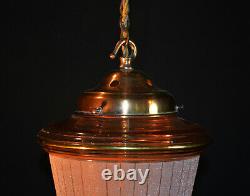Vintage 1940s French art deco hand-moulded gilt glass bronze brass pendant light