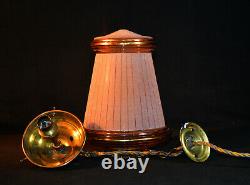 Vintage 1940s French art deco hand-moulded gilt glass bronze brass pendant light