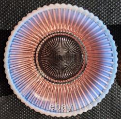 Vintage 1950s Fenton 5 Pink Opalescent Vertical Ribbed Bowl w Lid Marked Fenton