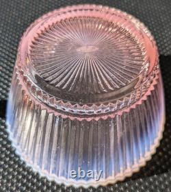 Vintage 1950s Fenton 5 Pink Opalescent Vertical Ribbed Bowl w Lid Marked Fenton
