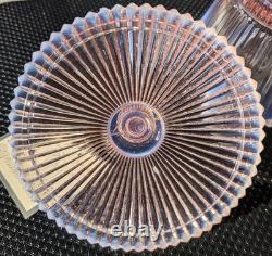 Vintage 1950s Fenton 5 Pink Opalescent Vertical Ribbed Bowl w Lid Marked Fenton