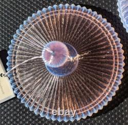 Vintage 1950s Fenton 5 Pink Opalescent Vertical Ribbed Bowl w Lid Marked Fenton