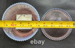 Vintage 1950s Fenton 5 Pink Opalescent Vertical Ribbed Bowl w Lid Marked Fenton