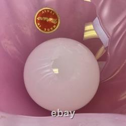 Vintage 1950s Hand Blown Pink Murano Glass Opaline Conch Shell With Pearl
