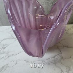 Vintage 1950s Hand Blown Pink Murano Glass Opaline Conch Shell With Pearl