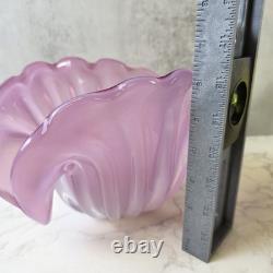 Vintage 1950s Hand Blown Pink Murano Glass Opaline Conch Shell With Pearl