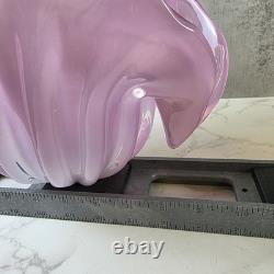 Vintage 1950s Hand Blown Pink Murano Glass Opaline Conch Shell With Pearl