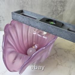 Vintage 1950s Hand Blown Pink Murano Glass Opaline Conch Shell With Pearl