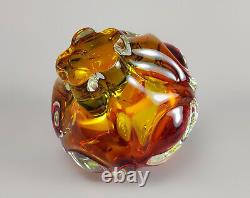Vintage 1950s Josef Hospodka Chribska Pink/Yellow Bubble Cased Czech Glass Vase