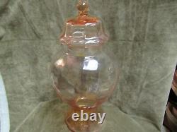 Vintage 1960's Fenton Art Glass Transprent Pink Tall Size Ginger Jar with Cover