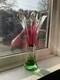 Vintage 1960s Large Josef Hospodka Chribska Pink And Green glass Heavy Vase