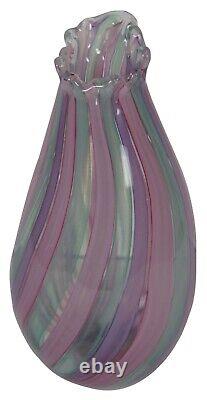 Vintage 1971 Loren Chapman Freeform Modern Art Glass Bud Vase Pink Green Purple