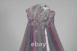Vintage 1971 Loren Chapman Freeform Modern Art Glass Bud Vase Pink Green Purple