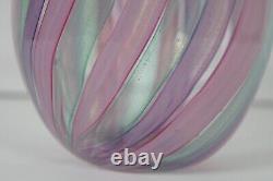 Vintage 1971 Loren Chapman Freeform Modern Art Glass Bud Vase Pink Green Purple