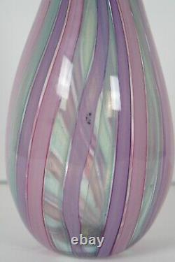 Vintage 1971 Loren Chapman Freeform Modern Art Glass Bud Vase Pink Green Purple