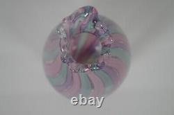 Vintage 1971 Loren Chapman Freeform Modern Art Glass Bud Vase Pink Green Purple