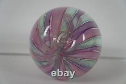 Vintage 1971 Loren Chapman Freeform Modern Art Glass Bud Vase Pink Green Purple