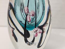 Vintage 1992 Roger Gandelman Pink Flower Perfume Art Glass Bottle