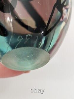 Vintage 1992 Roger Gandelman Pink Flower Perfume Art Glass Bottle