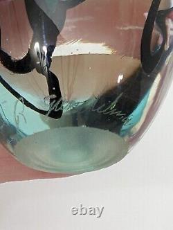 Vintage 1992 Roger Gandelman Pink Flower Perfume Art Glass Bottle