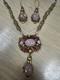Vintage 24'' Unsigned Western Germany Pink ART glass Enamel Rhinestone Necklace