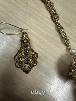 Vintage 24'' Unsigned Western Germany Pink ART glass Enamel Rhinestone Necklace