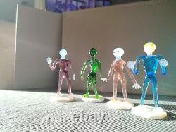 Vintage Alien Figures Glass Oddities Czech Arts and Crafts Set of 4 1960s Rare