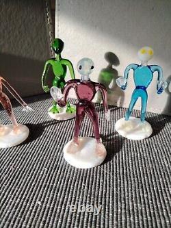 Vintage Alien Figures Glass Oddities Czech Arts and Crafts Set of 4 1960s Rare