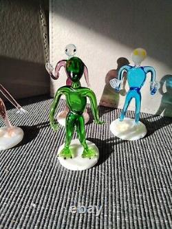 Vintage Alien Figures Glass Oddities Czech Arts and Crafts Set of 4 1960s Rare