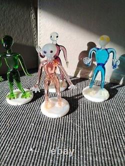 Vintage Alien Figures Glass Oddities Czech Arts and Crafts Set of 4 1960s Rare